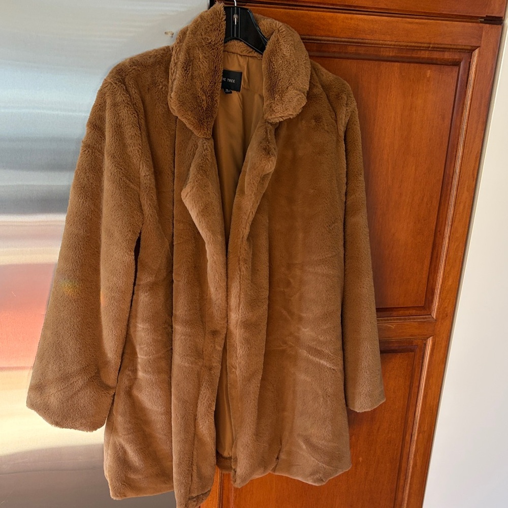 Love Tree Plush Teddy Jacket in Chestnut Brown